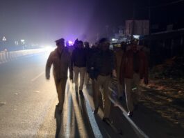 जनपद में शांति व्यवस्था बनाए रखने हेतु अपर पुलिस अधीक्षक द्वारा थाना सोनवा में किया गया पैदल मार्च