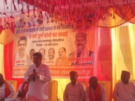 योगी सरकार के 9 साल पूरे होने पर कार्यक्रम:लक्ष्मणपुर-खैरहनिया में भाजपा नेताओं ने गिनाईं उपलब्धियां; कहा- युवाओं को मिल रहे रोजगार