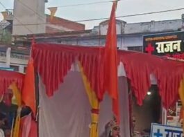 बहराइच में रामनवमी पर शोभायात्रा:हजारों श्रद्धालु शामिल, सुरक्षा के कड़े इंतजाम