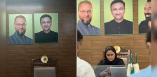 ओवैसी के साथ पार्षद के दफ्तर में लगाई कुख्यात हिस्ट्रीशीटर की तस्वीर, भाजपा ने जताई आपत्ति