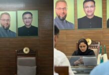 AIMIM पार्षद ने दफ्तर के बाहर कुख्यात हिस्ट्रीशीटर के साथ लगे ओवैसी की तस्वीर, बवाल मचते ही तुरंत पड़ी हटानी