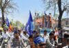 अंबेडकर जयंती पर हजारों लोगों ने निकाली रैली:गोपालपुर ओरई से ओपेक चिकित्सालय कैली तक हुआ आयोजन