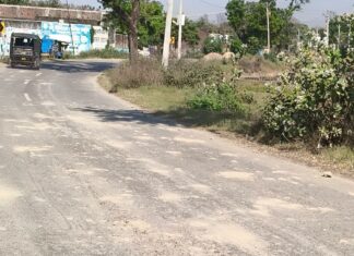 सिद्धार्थनगर के इटवा-बेलवा मार्ग पर कई जगह गड्ढे:वाहन चालकों को भारी परेशानी, दुर्घटना का बढ़ा खतरा