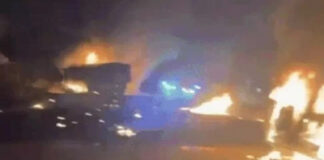 डंपर-बोलेरो भिड़ंत के बाद लगी आग, तीन जिंदा जले