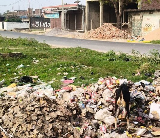 महराजगंज में सोनौली के गांधीनगर में कचरे के ढेर:स्थानीय लोगों की बढ़ी परेशानी, संक्रमण का खतरा