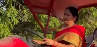 विधायक इंद्राणी वर्मा ने खेत में चलाया ट्रैक्टर:जुताई करते हुए वीडियो सोशल मीडिया पर वायरल