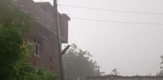 कलवारी में तेज आंधी के साथ बारिश:बिजली आपूर्ति बाधित, खेतों में लगी फसलें सुरक्षित