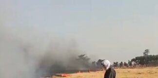 नेवारिया बरदेहरा में खेत में आग:फायर ब्रिगेड ने समय रहते काबू पाया, बड़ा हादसा टला