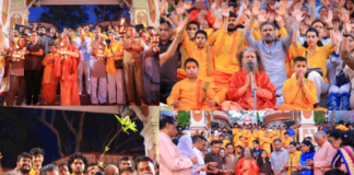 अभिनेता सुनील शेट्टी पत्नी संग पहुंचे परमार्थ निकेतन,गंगा आरती में किया सहभाग