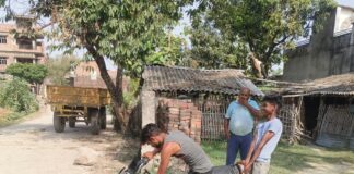 बैठवलिया में मुख्य सड़क की नाली स्लैब क्षतिग्रस्त:कई महीनों से टूटी स्लैब से राहगीर व वाहन चालक परेशान