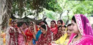 श्रावस्ती के दिकौली में वट सावित्री व्रत:महिलाओं ने पति की लंबी उम्र के लिए पूजाकी