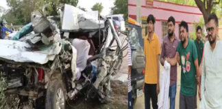 बाराबंकी में इनोवा खड़े ट्रक से टकराई, चार युवकों की दर्दनाक मौत