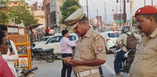 महराजगंज में 140 वाहनों का चालान:नगर चौराहा पर यातायात नियमों के उल्लंघन पर कार्रवाई