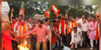 अमर्यादित बयान के विरोध में भाजयुमो ने राहुल गांधी का फूंका पुतला