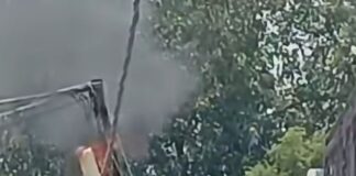 छावनी कस्बे में बिजली पोल में लगी आग:ओवरलोड से डीवी बॉक्स जला, विद्युत आपूर्ति बाधित