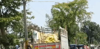 चलती डीसीएम से गिरकर युवक की मौत:महराजगंज में झपकी आने से हुआ हादसा, केबिन की छत पर सवार थे 6 लोग