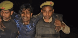 खैरीघाट थाने से फरार आरोपी पुलिस मुठभेड़ में गिरफ्तार:बहराइच में जवाबी फायरिंग में पैर में लगी गोली, बच्ची हत्याकांड का आरोप है
