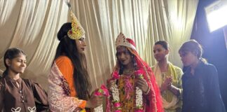 नगहरा में कृष्ण-रुक्मिणी विवाह:भागवत कथा के दौरान आयोजन, ग्रामीणों ने लिया आशीर्वाद
