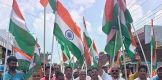 पनियरा में भाजपा ने निकाली तिरंगा यात्रा:विधायक सहित हजारों लोग हुए शामिल