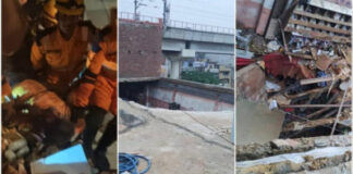 हार्डवेयर दुकान की छत गिरी ,एक की मौत, दो घायल