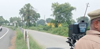 45 ओवर स्पीड वाहनों का चालान कटा:एनएच 27 पर लेजर स्पीडगन से 75 हजार के ऑनलाइन चालान