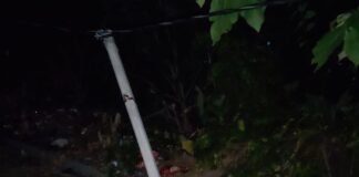 खड़खोड़ी में बेकाबू ट्रक ने बिजली पोल को टक्कर मारी:पोल टूटकर सड़क पर लटका, ग्रामीणों में करंट फैलने का डर