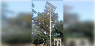 शहीद अमरेंद्र बहादुर सिंह स्मारक पर लगी सोलर स्ट्रीट लाइट